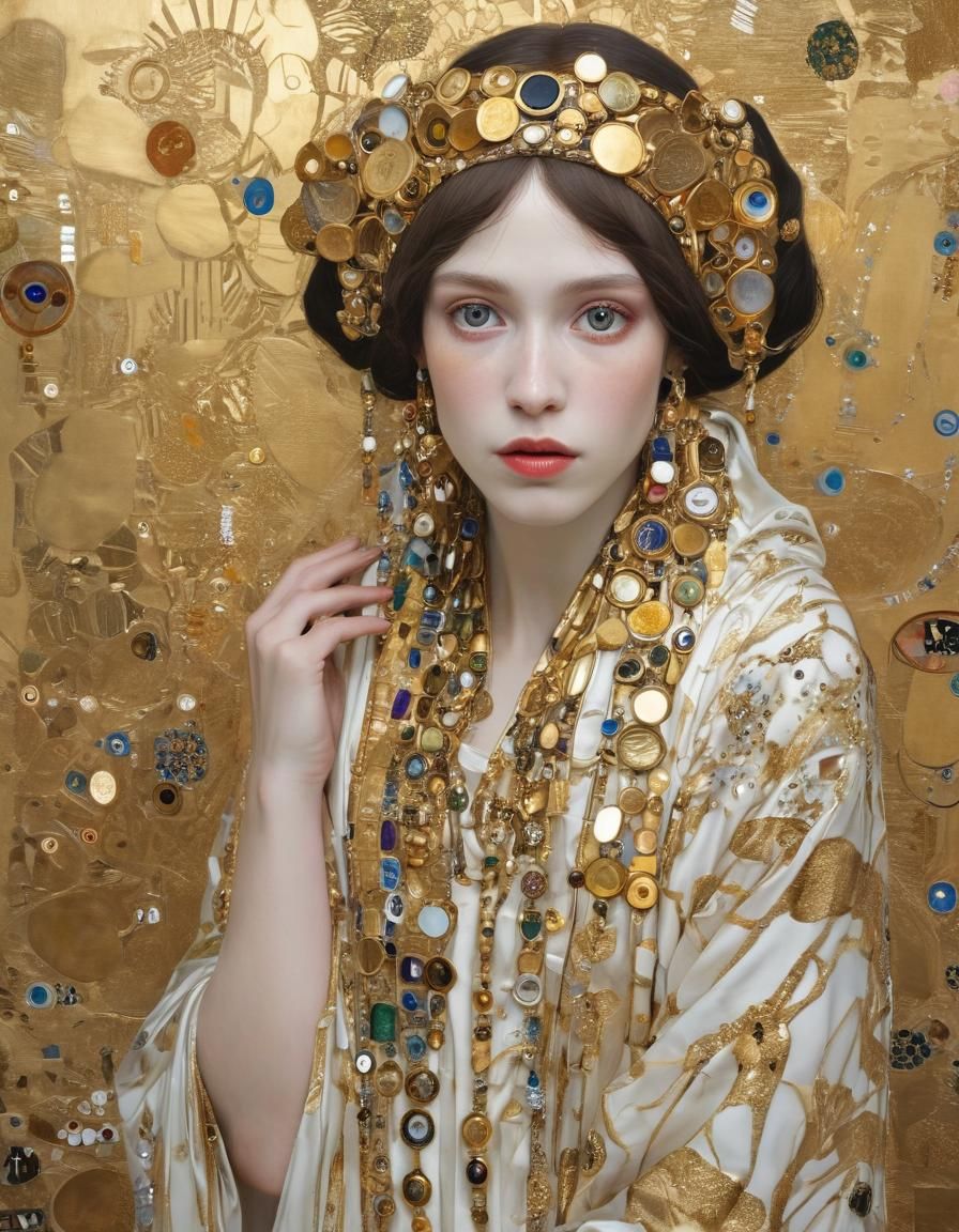 Gilded Figure in Art Nouveau Style