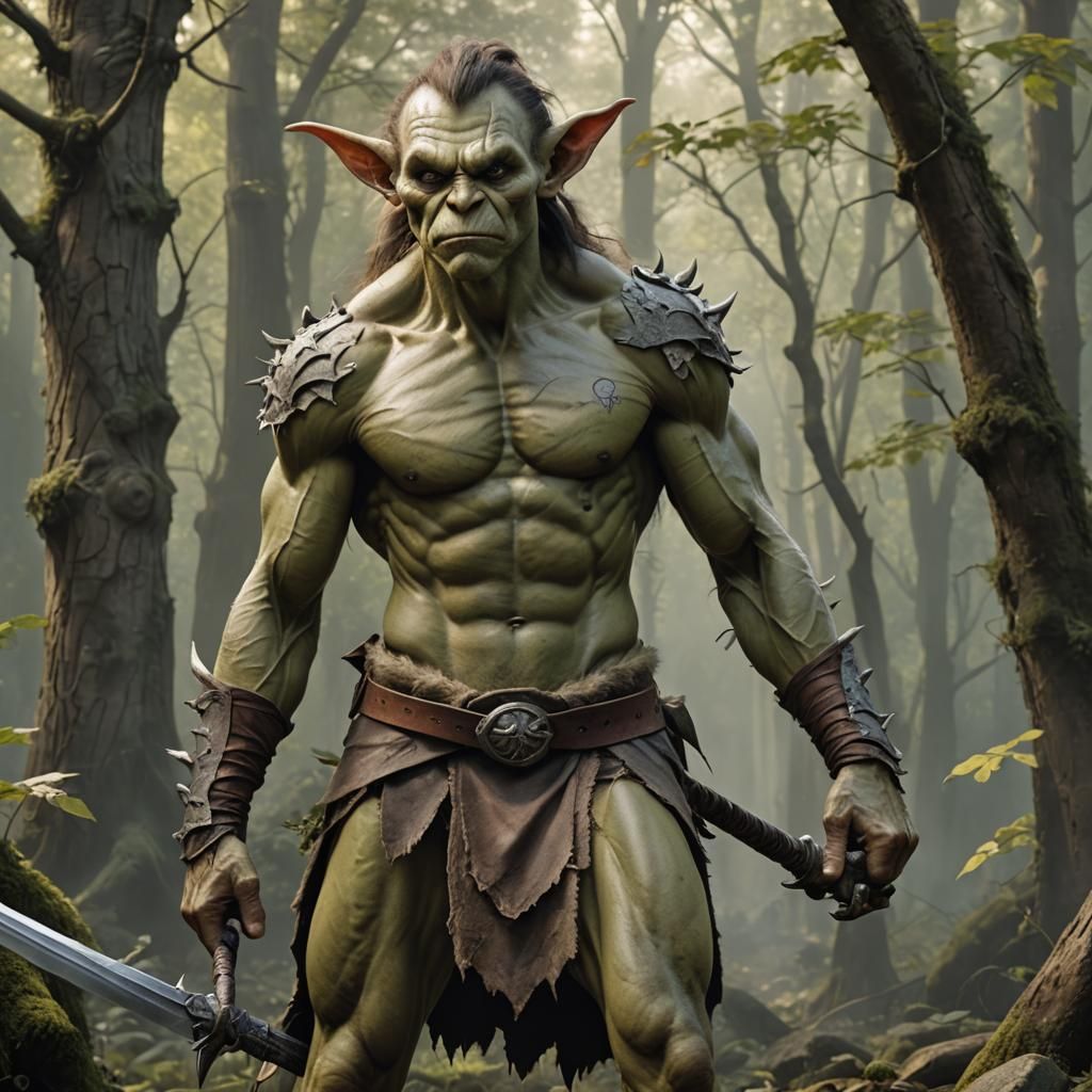 Handsome Goblin Guardian of the Forest in Hyper-Realism