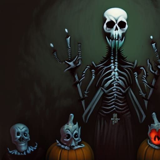 Sinister Skeletons and Jack-o'-Lanterns by Greg Rutkowski