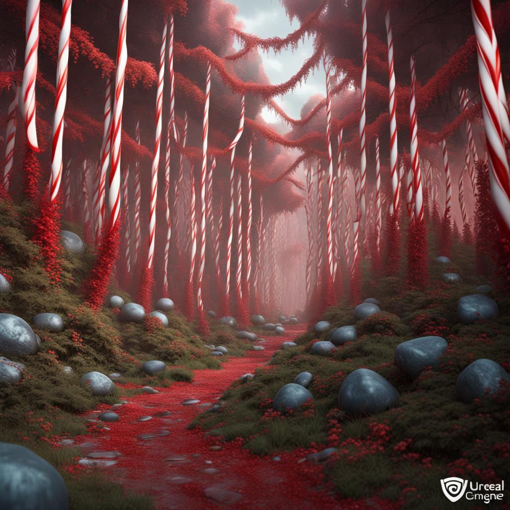 Detailed Candy Cane Forest Matte Painting