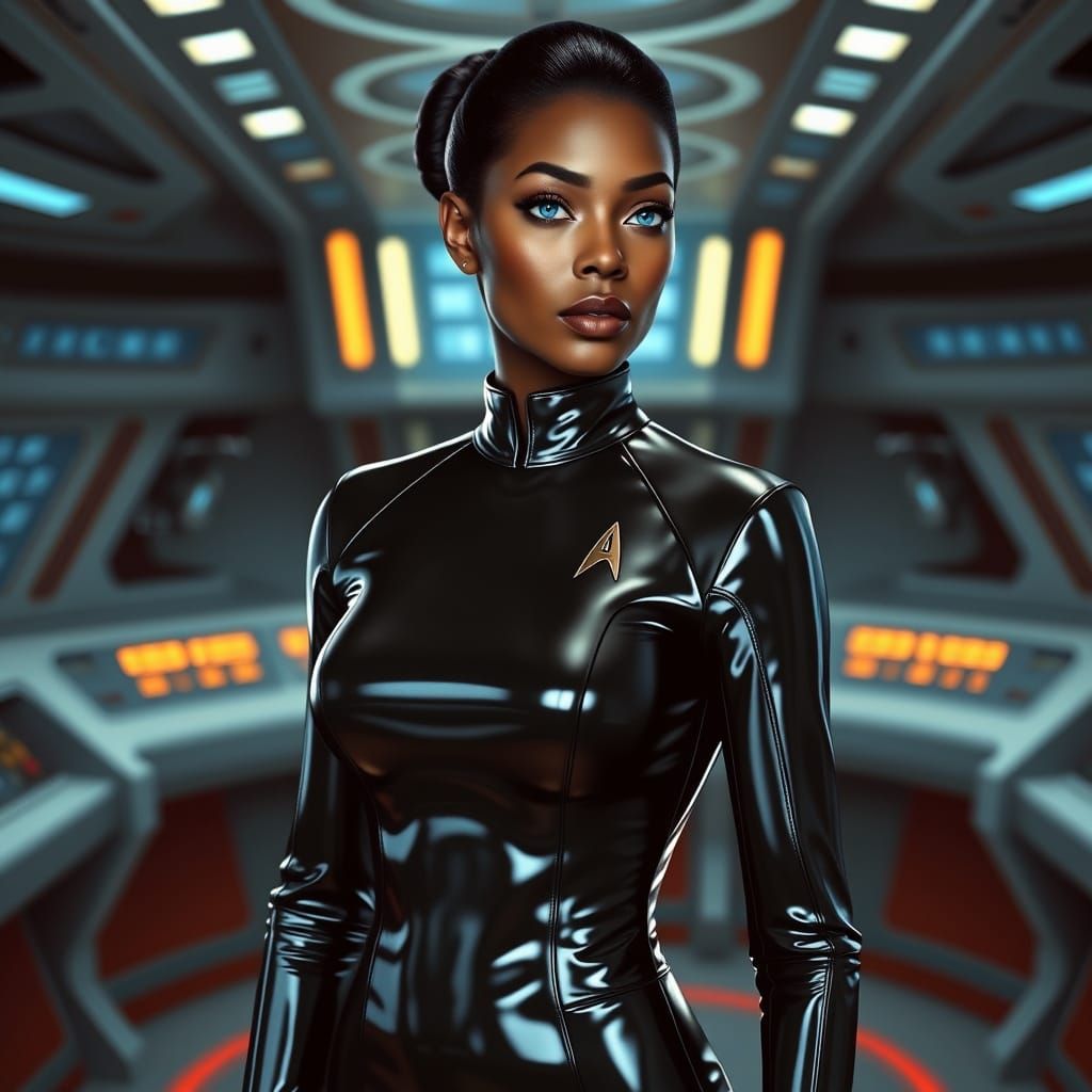 Star Trek Inspired Futuristic Lieutenant Uhura in Latex Jump...