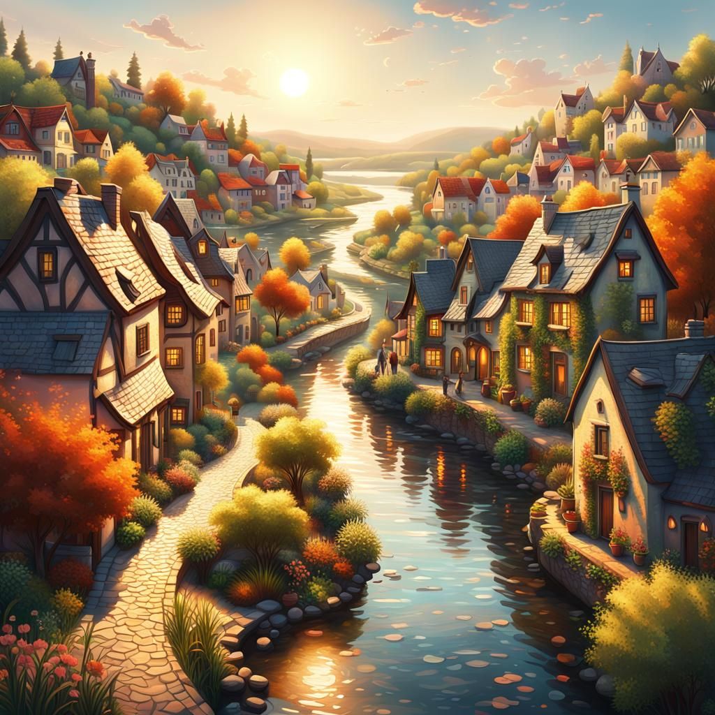 Charming Doodle Village Concept Art