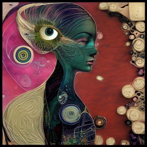 Exquisite Pixie Lady Plays Piano in Vibrant, Intricate Art