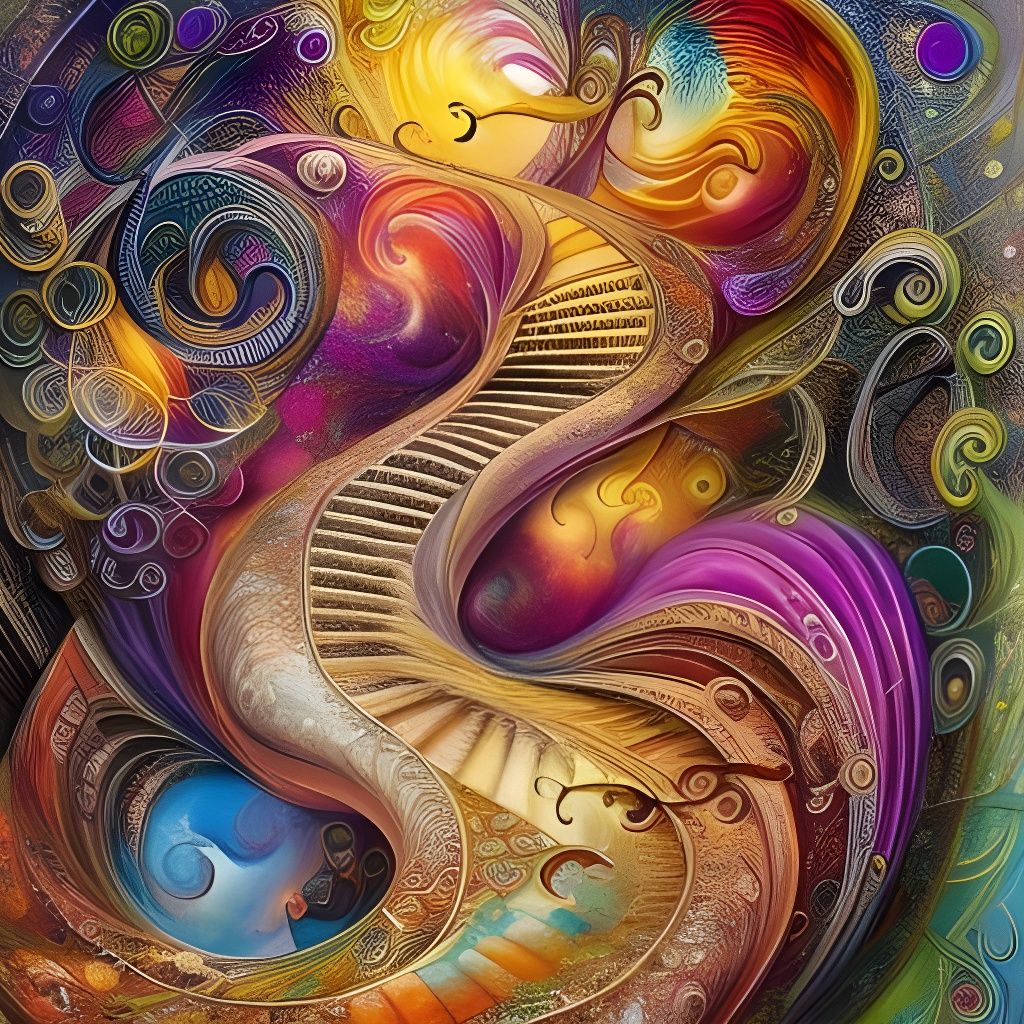 Colorful Spiral Staircase Bending Time and Space