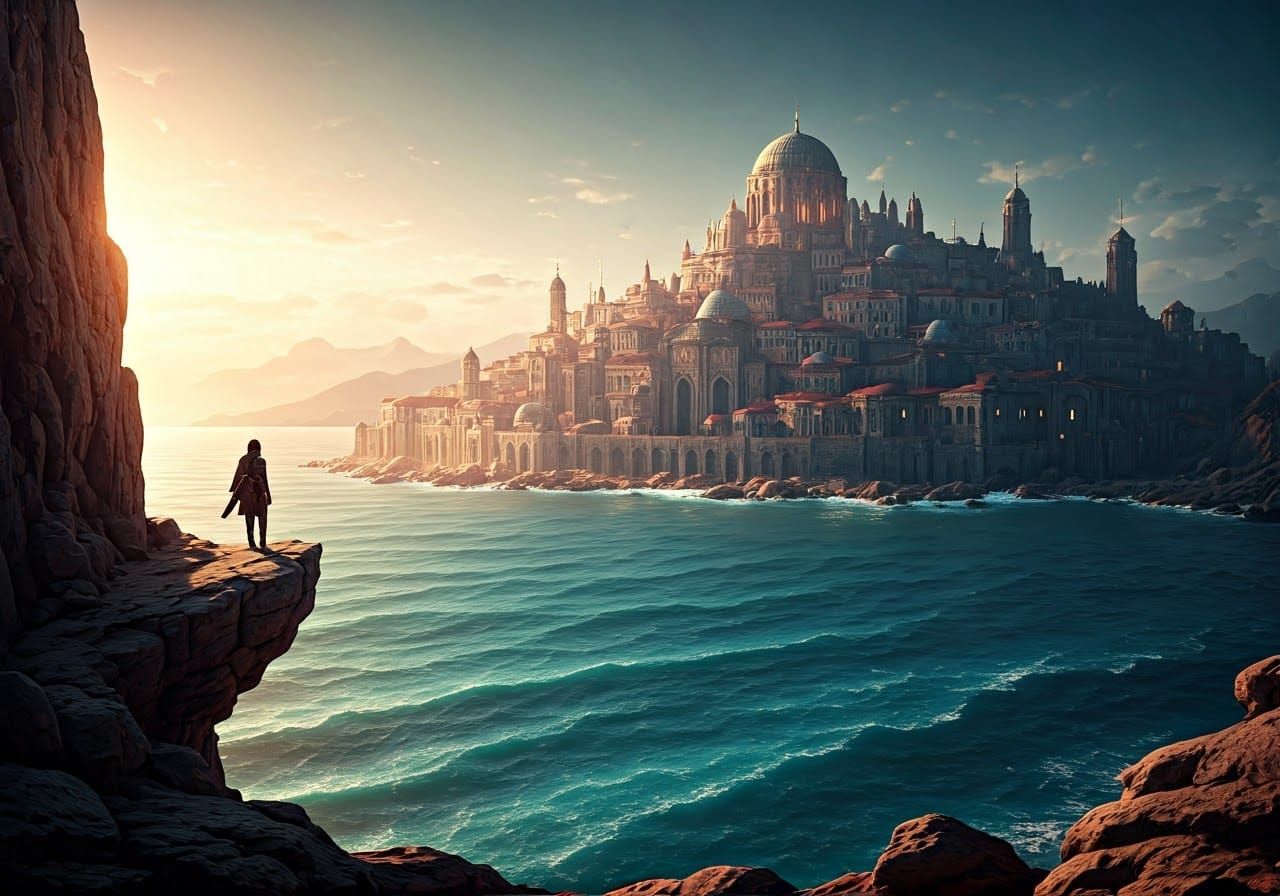 Byzantine City at Magic Hour: A Cinematic View