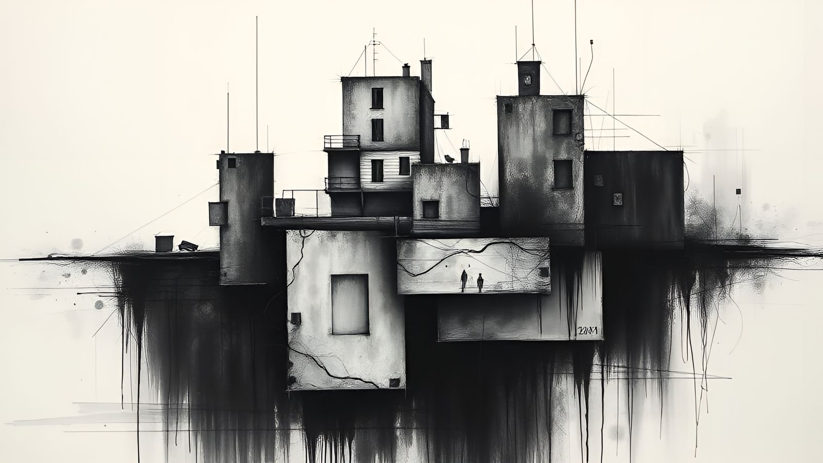 Abstract Surreal Constructivism in Charcoal