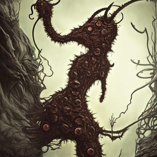 Demonic Tiramisu Monster: Intricate Surreal Horror Art