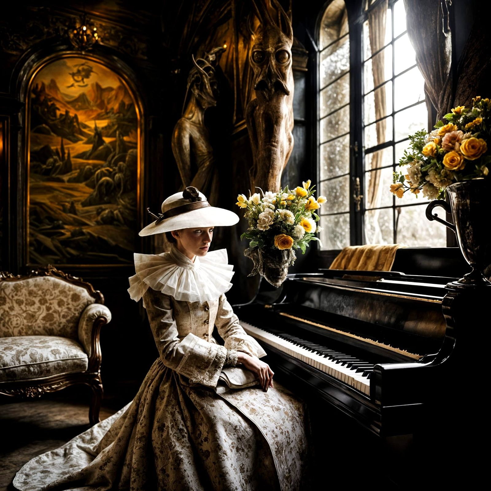 Surreal Alien Restaurant Celebration in Magical Realism Styl...