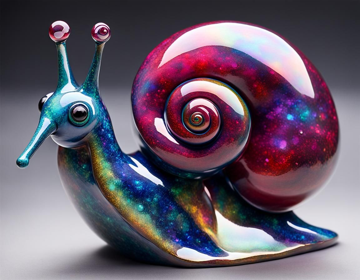 Crystal Fantasy Snail Sculpture in Imaginative Realism