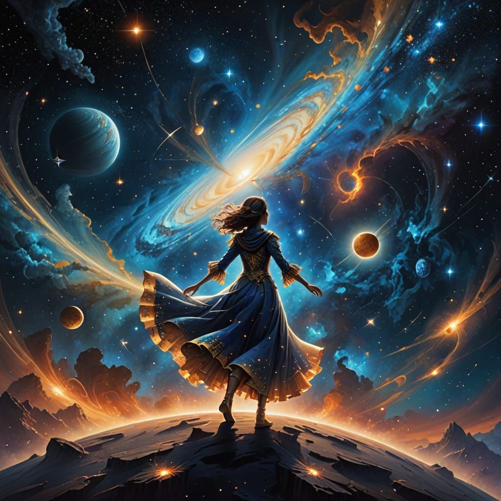 Celestial Crystal Art: Golden Light Meets Blue Shadow