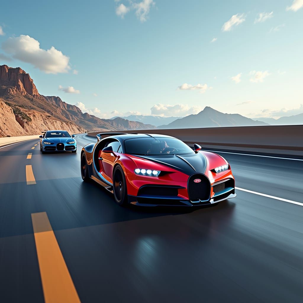 Bugatti Chiron Super Sport Speeding on Highway