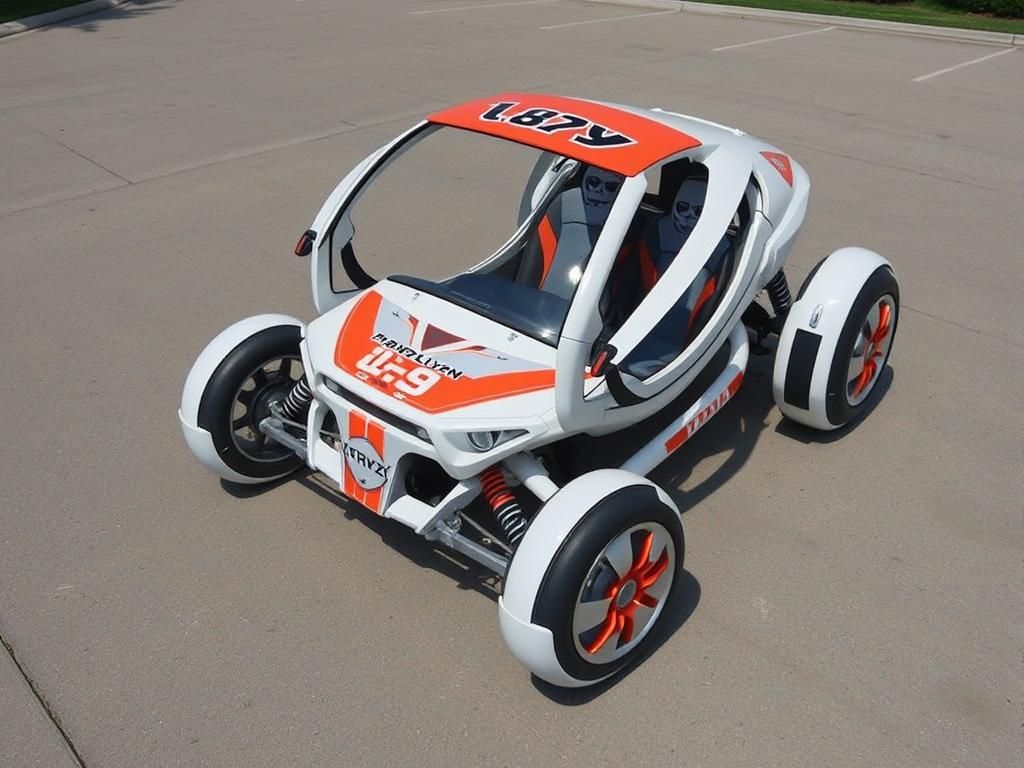 Futuristic Bubble Buggy with Japanese Logos