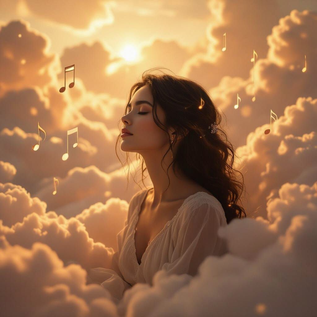 Contemplative Woman in Dreamy Golden Light