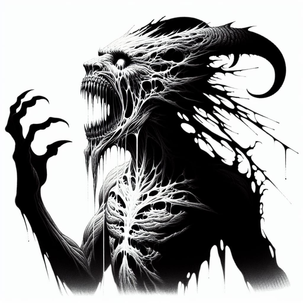 Crying Shadow Demon in Doré-Inspired Fantasy Style