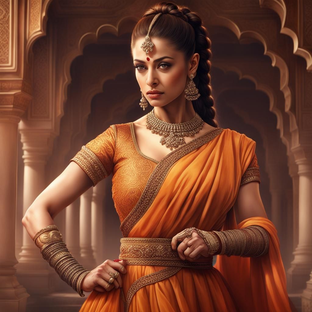 Aishwarya Rai as Embellished Indian Queen with Sword