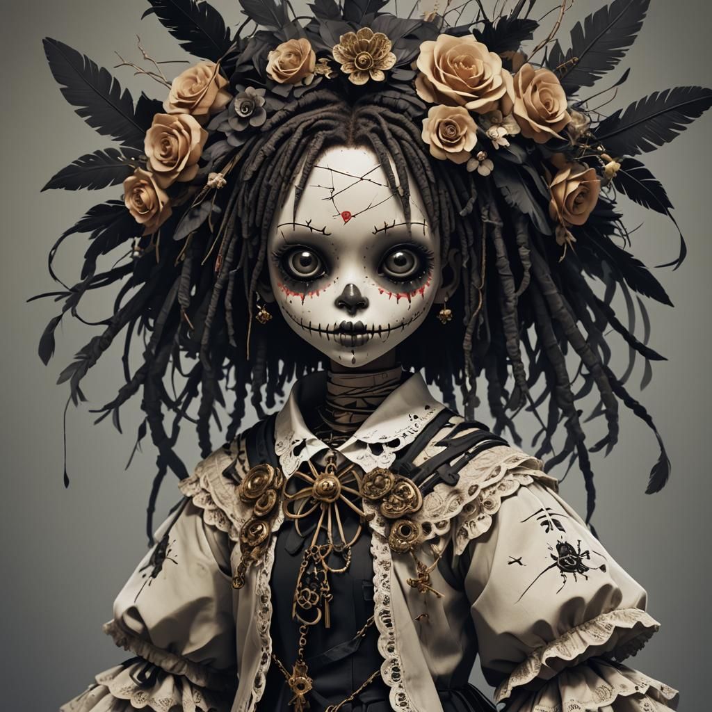 Detailed 3D Anime Voodoo Doll Portrait