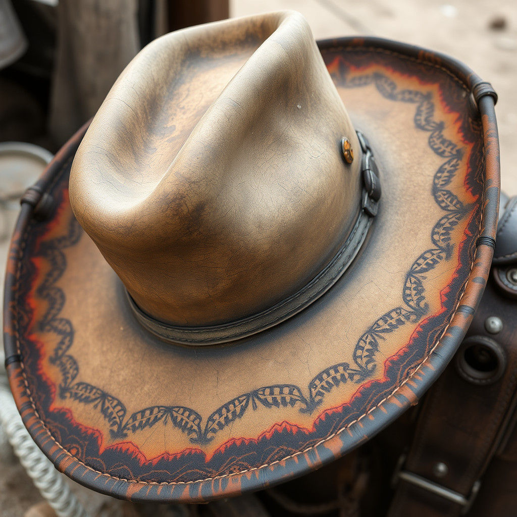 Weathered Cowboy Hat with Burned Brim in Gritty Realism