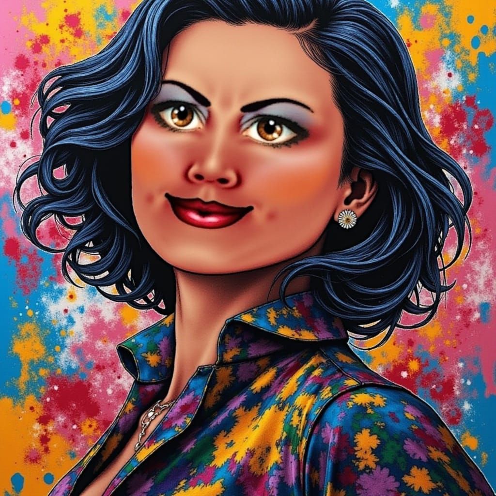 Futuristic Woman in Graffiti Art Style