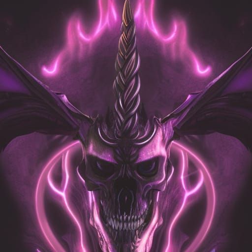 Fiery Unicorn Skeleton Logo: Hyperdetailed Digital Art