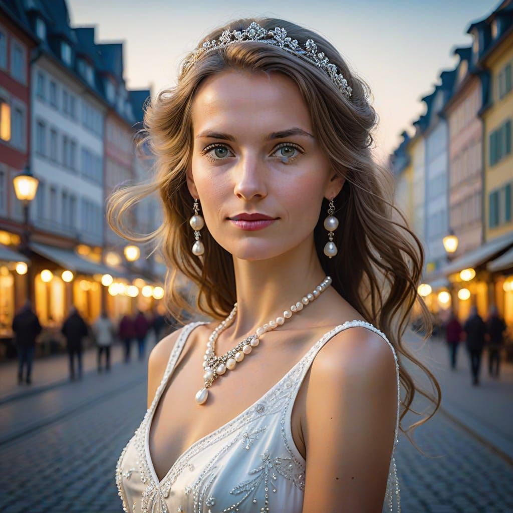 Portrait of Beautiful Woman in Silk Dress