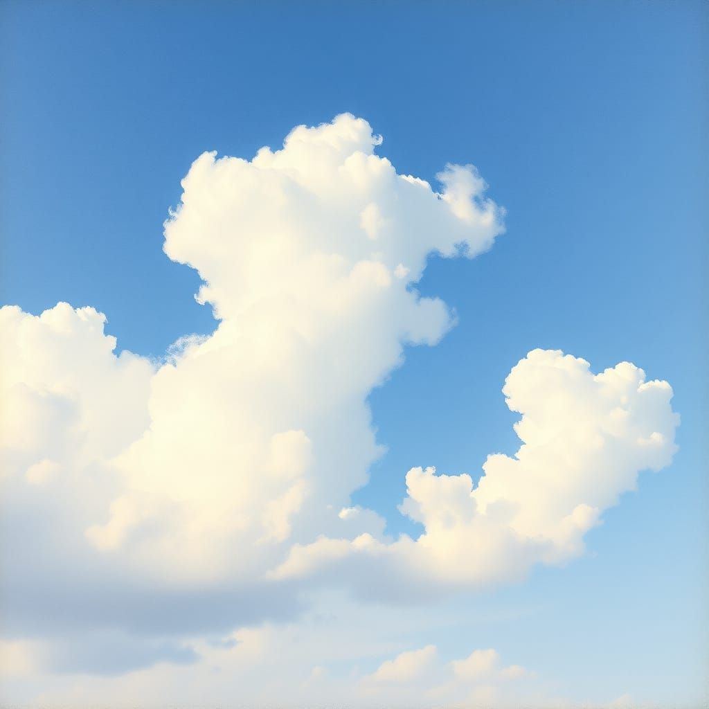 Serene Blue Sky with Drifting White Clouds