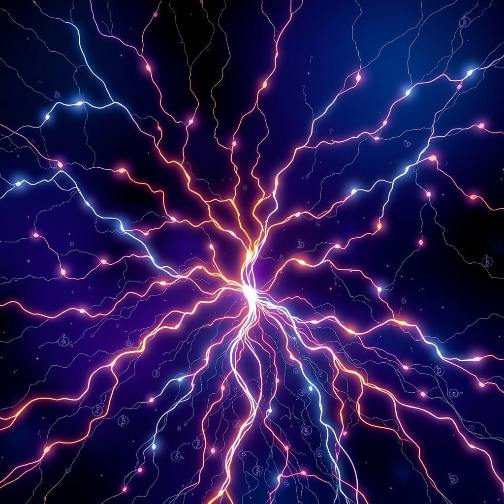 Cyberpunk Web of Life with Bitcoin Symbols