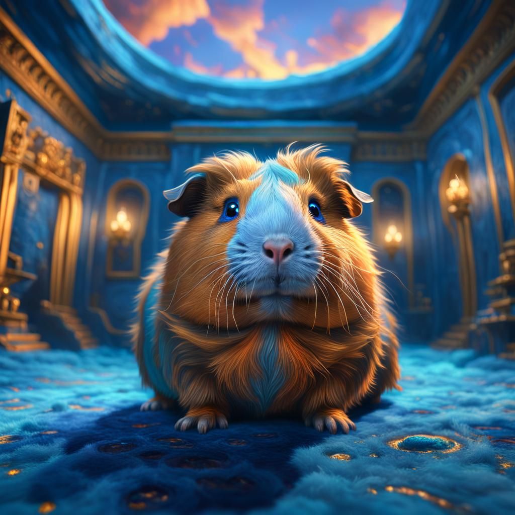 Mystical Blue Guinea Pig with Psychic Powers