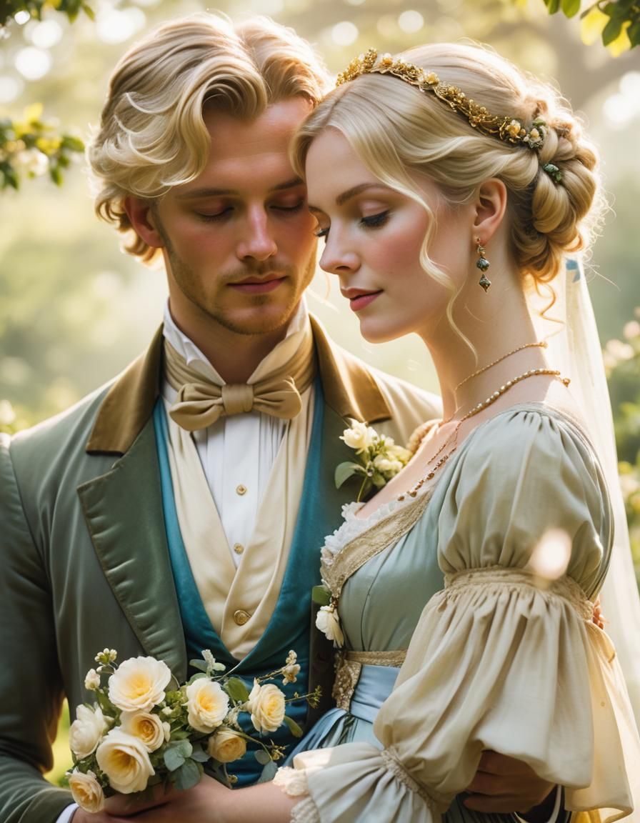 Regency Romance in an English Garden as Impressionist Art