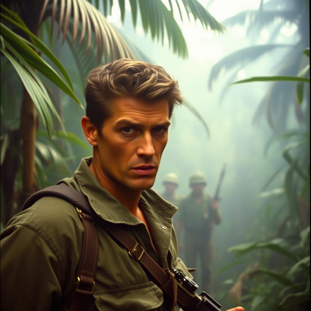 James Dean, 48, as a US Army soldier in the middle of the ju...