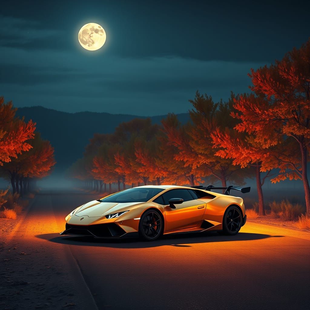 Lamborghini Under Starry Night Sky