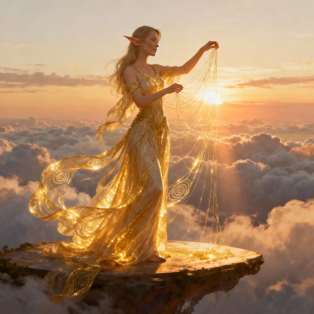 Elven Weaver of Morning Light Digital Painting