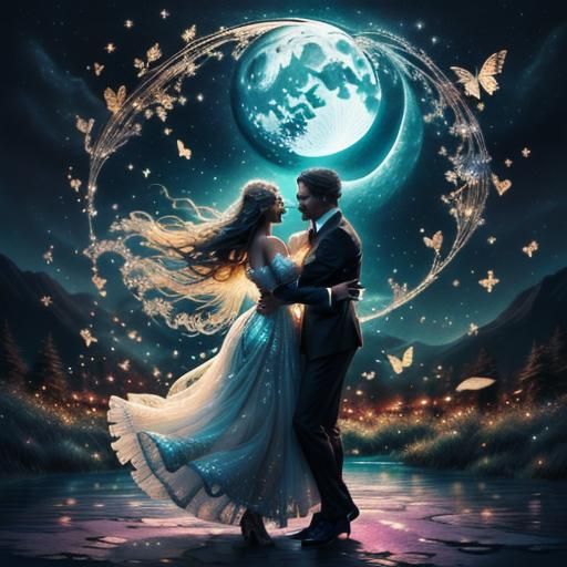 Dreamy Moonlight Dance in Zentangle Alcohol Ink Style