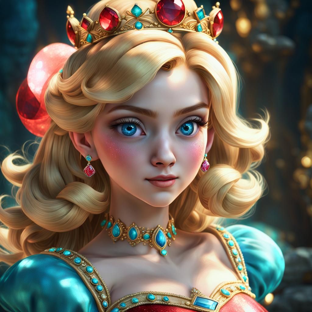 Young Princess Peach Portrait in Fantasy Art Style