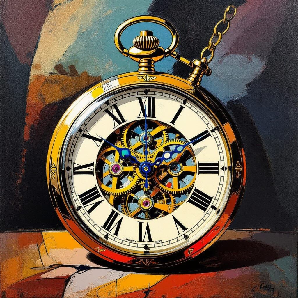 Vintage Pocket Watch and Abstract Interpretation