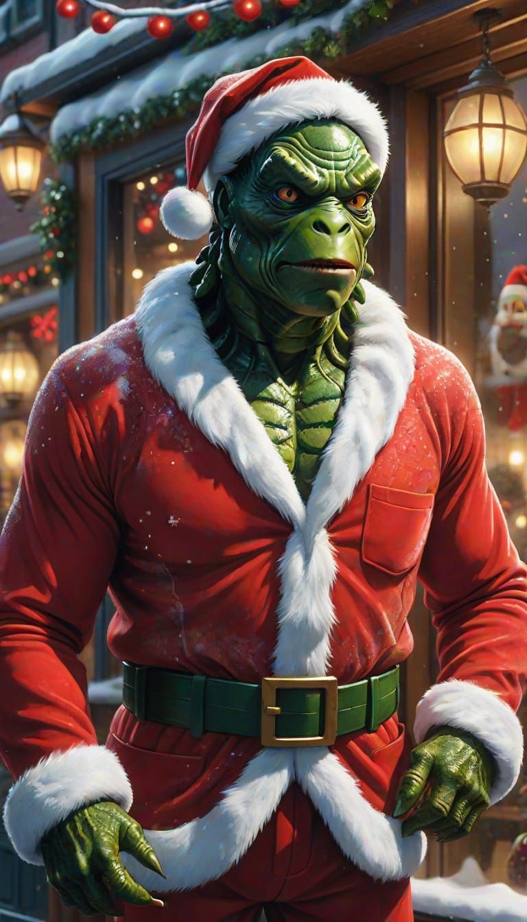 Creature from the Black Lagoon as Santa Claus in Sci-Fi Art
