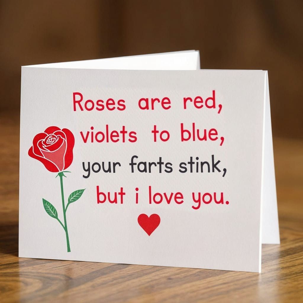 Humorous Valentine's Day Card with Roses and Fart Joke