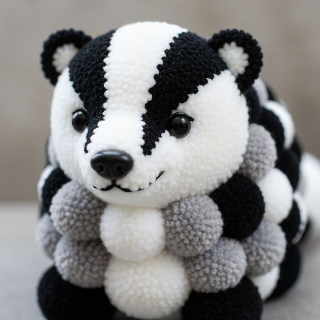 Handcrafted Pom Pom Badger Doll