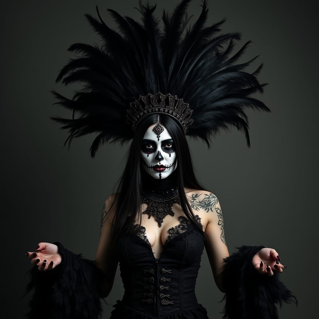 Gothic Priestess in Día de los Muertos Makeup