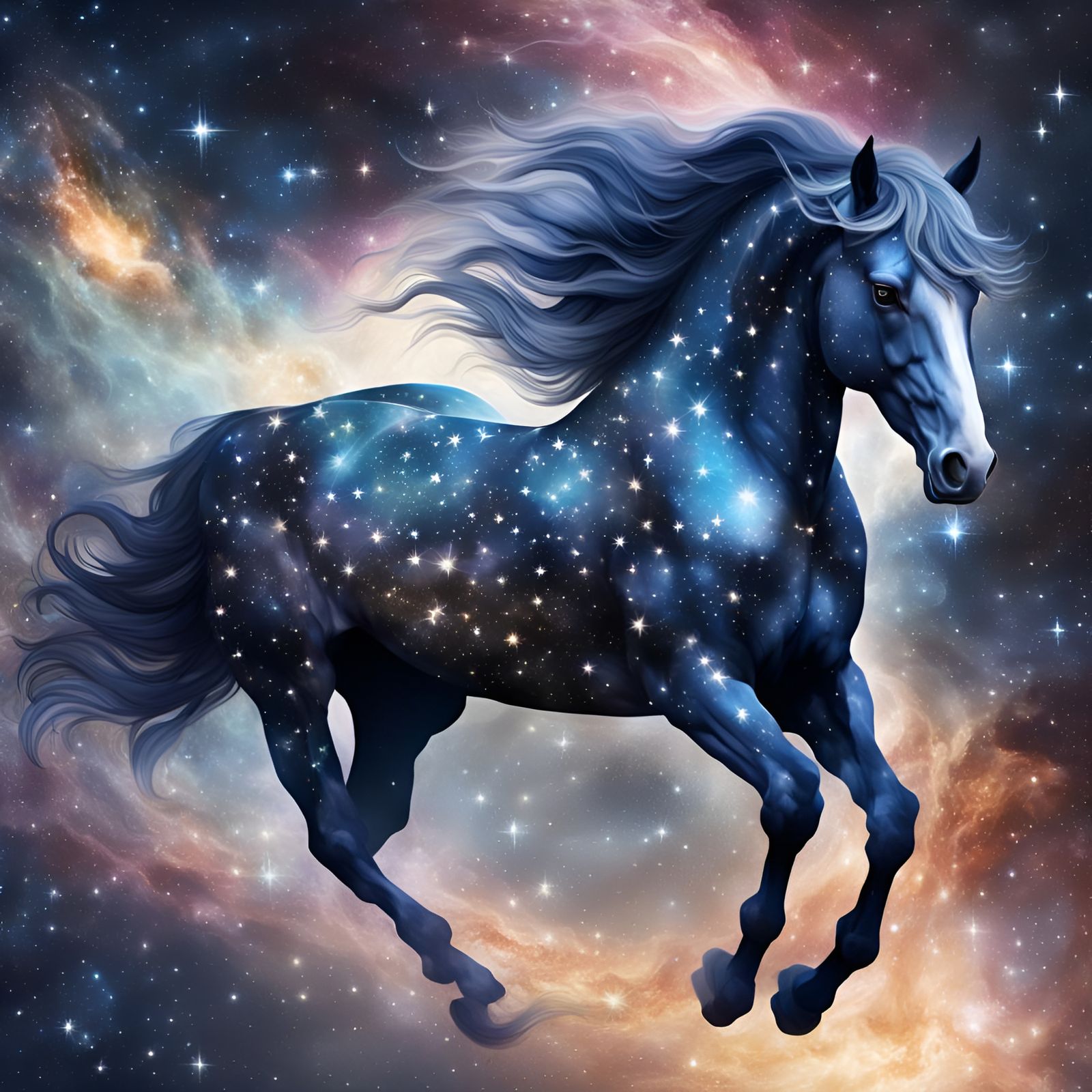 Majestic Celestial Horse Galloping Through Cosmic Expanse