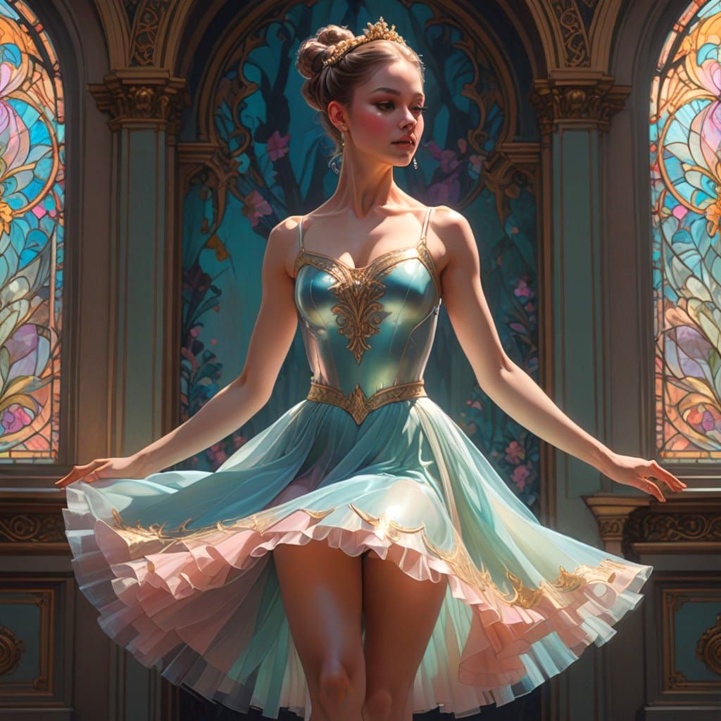 Ethereal Ballerina in Vibrant Pastel Hues
