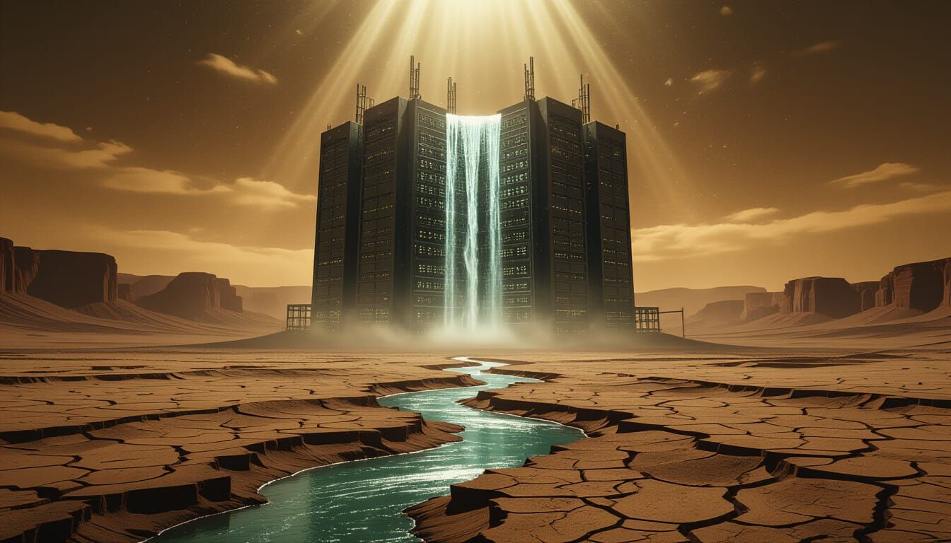 Retro-Futuristic AI Data Center Drains World's Water