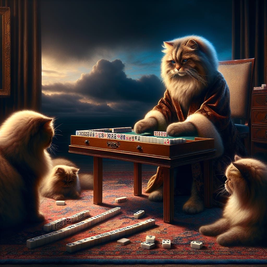 Velvet Portrait of Kerfluffles Playing Mahjong