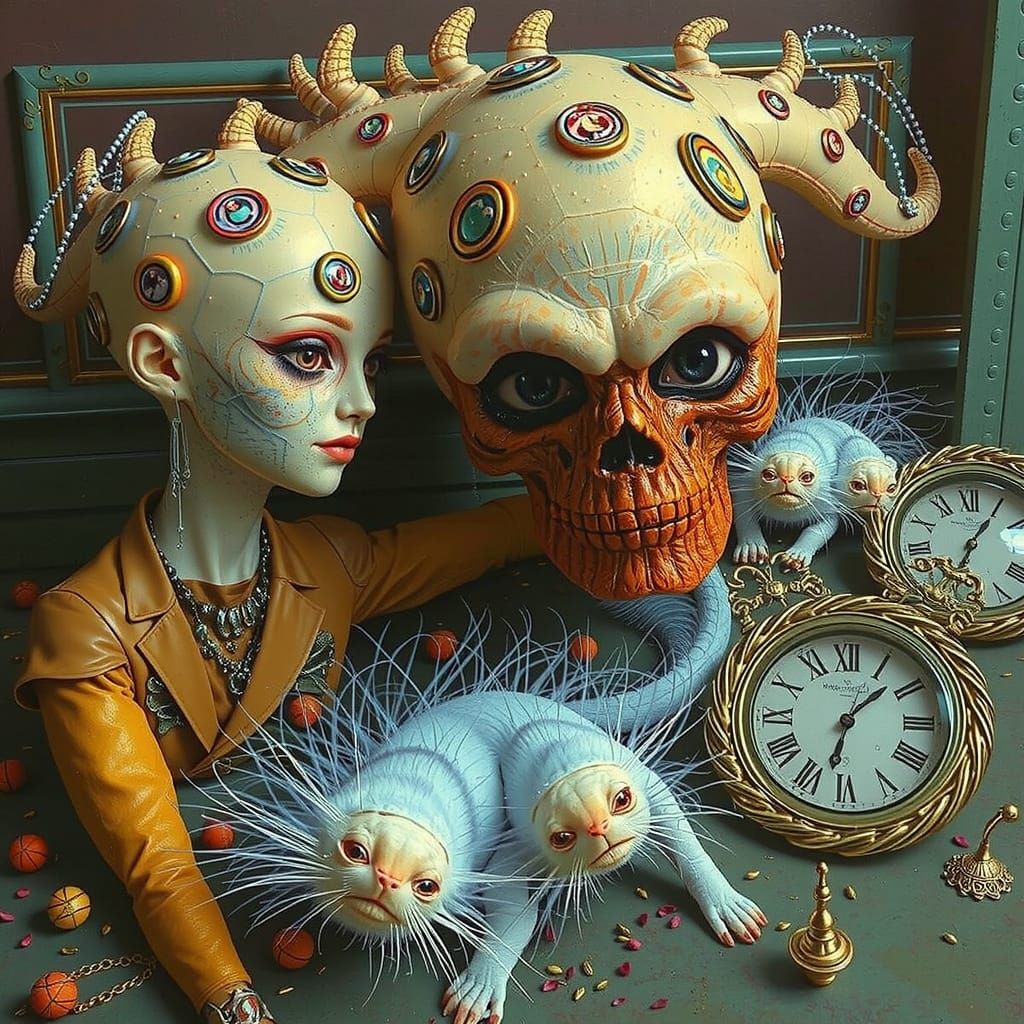 Surrealistic Kate Greenaway Figure in Psychedelic CGI