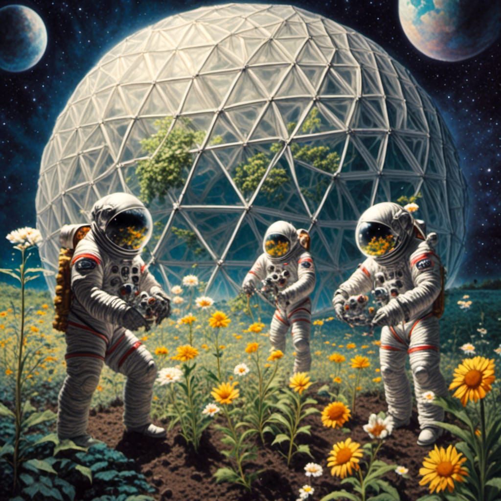 Lunar Gardeners: Spacesuits in a Geodesic Dome