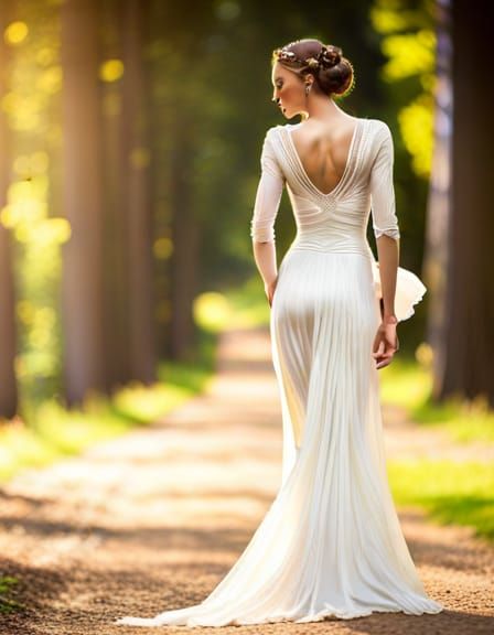 Woman Dancing in 1906 Wedding Dress