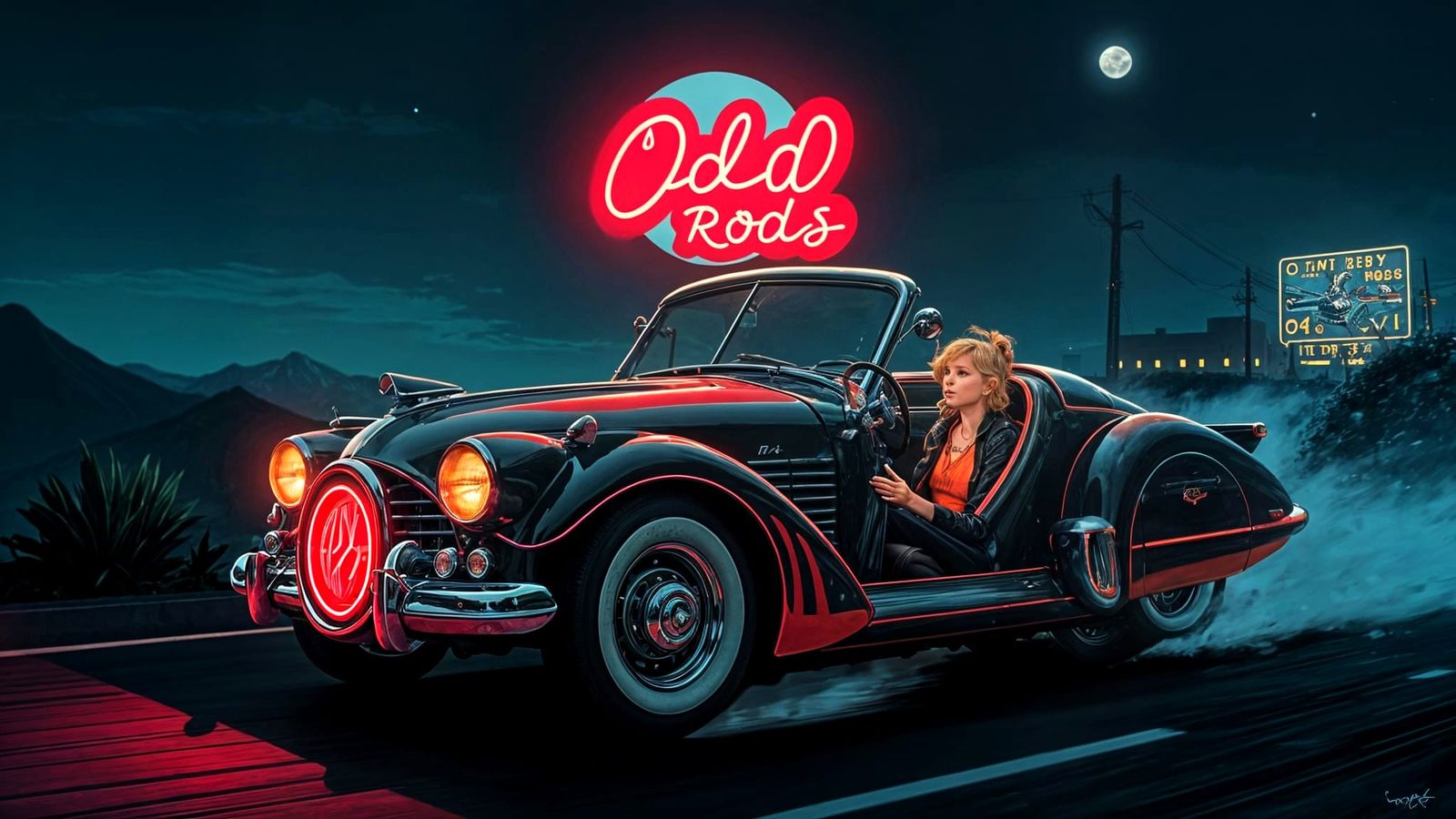 Retro Storybook Image of 'ODD RODS' Letters