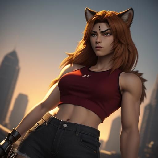 Fierce Teenage Werewolf in Anime Style