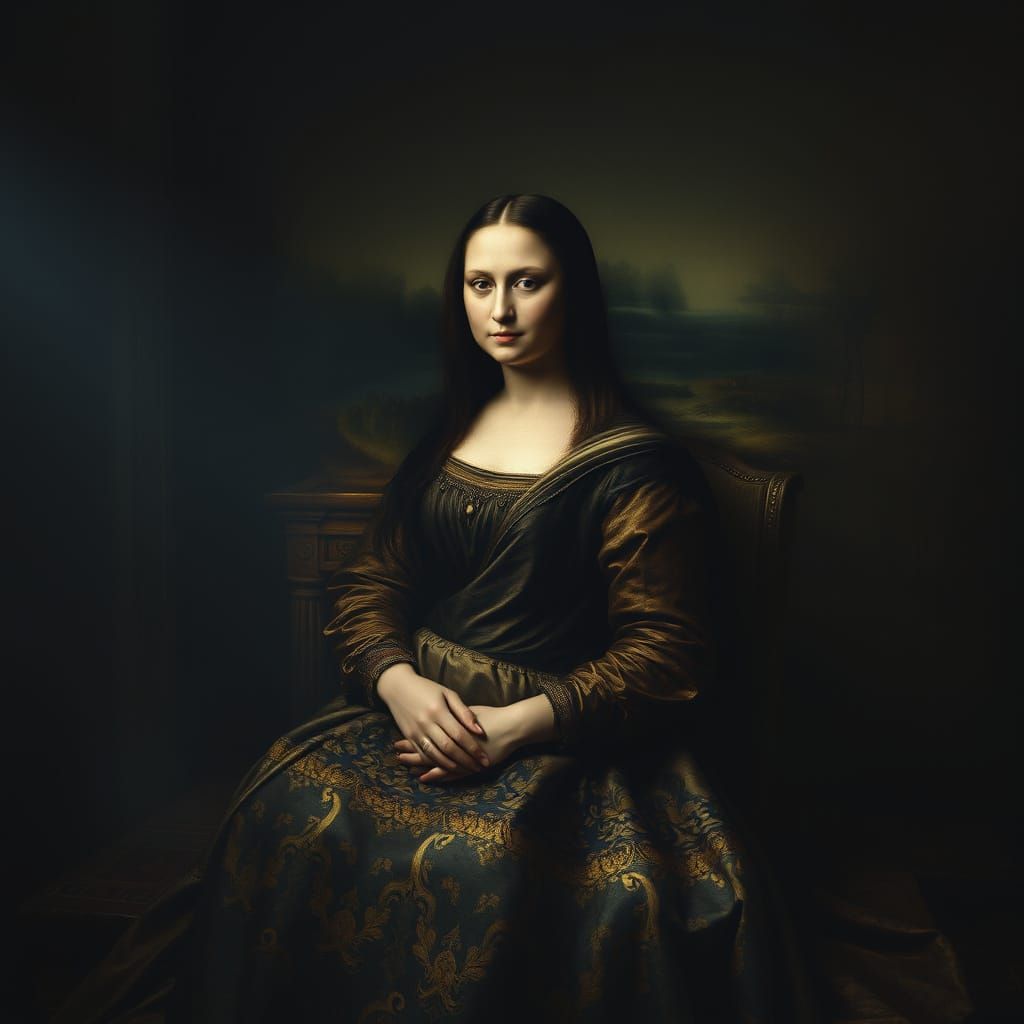 Mona Lisa in Moody, Surrealist Renaissance Gown