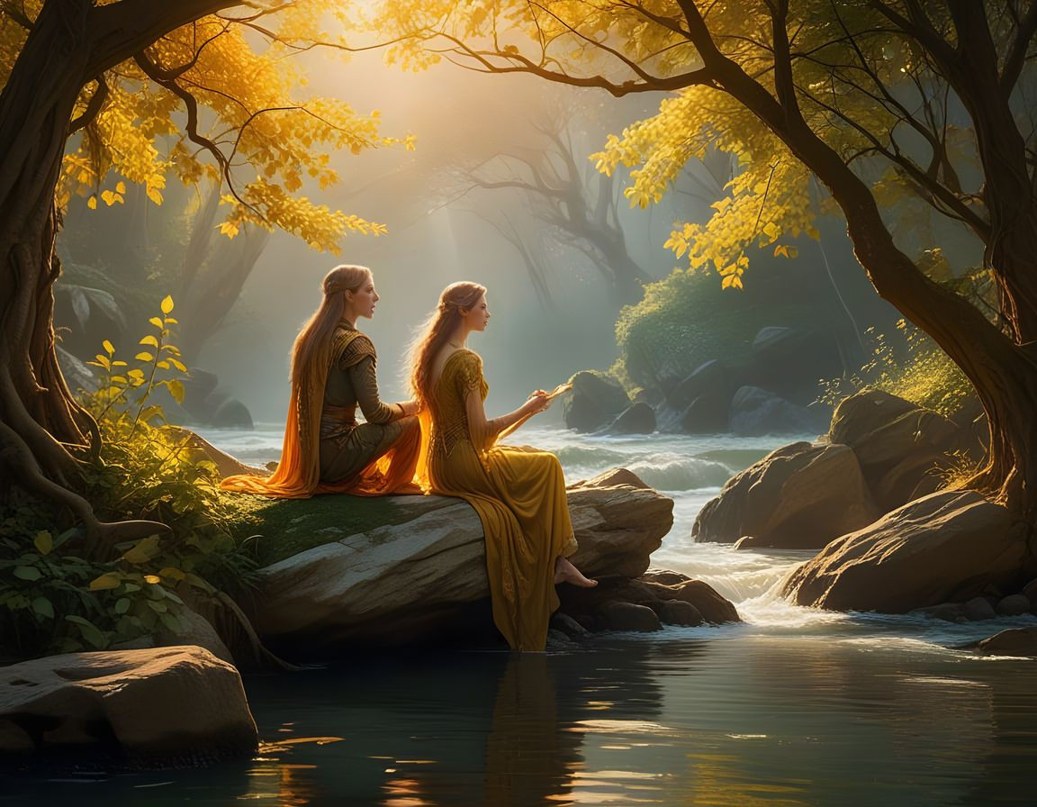 Elven Adam and Eve Sing to Nature in Primal Harmony