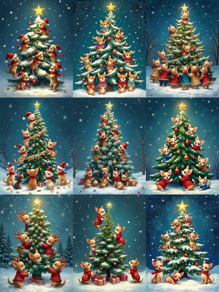 Chihuahuas Deck the Halls in a Snowy Christmas Wonderland